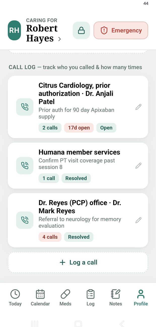 Call log showing a prior authorization open for seventeen days